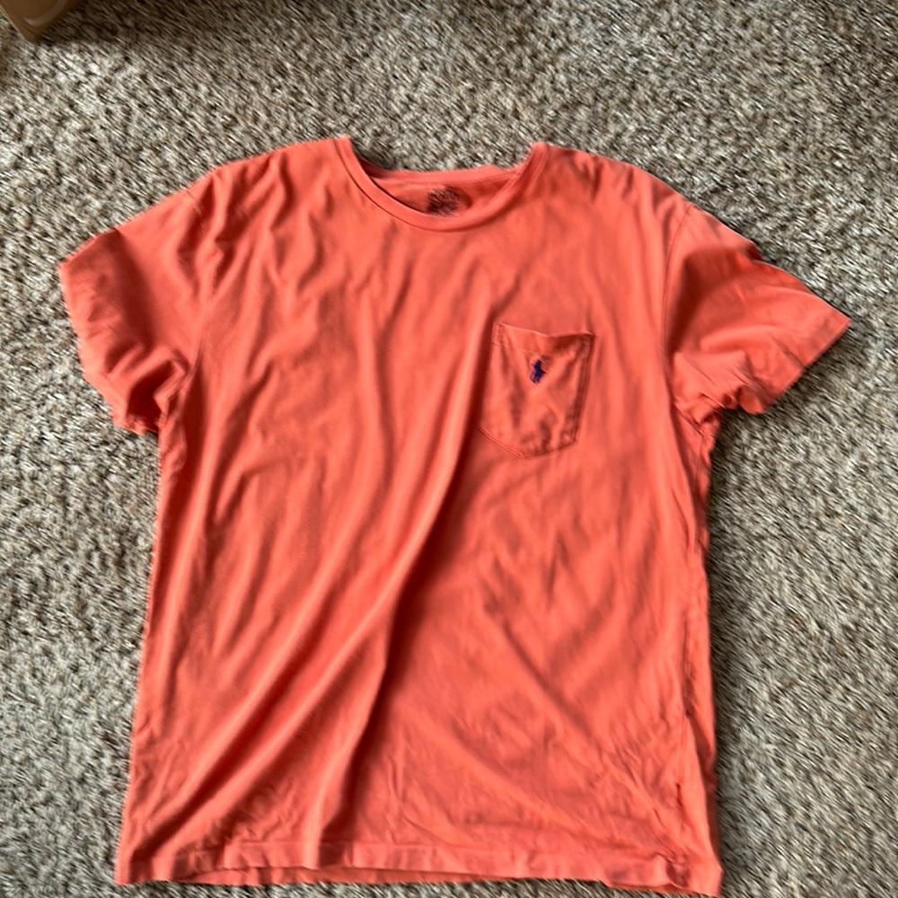 Men’s large orange Polo by Ralph Lauren pocket tee. 100% cotton